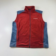 Columbia Full Zip Fleece Vest Red Gray Men s Size Large