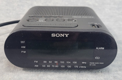 Sony ICF-C218 Dream Machine Alarm Clock Radio Black Auto Time Set Tested