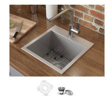 ruvati kitchen sinks drop-in 15x15 stainless steel single bowl 16-gauge sink