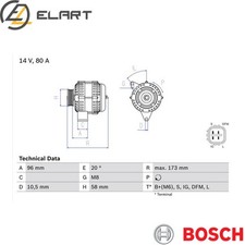 ALTERNATOR 0 986 082 040 FOR TOYOTA HILUX/VII/Pickup HIACE/IV/Bus/Van LAND/90  