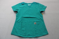 Carhartt Women's Force Essentials V-Neck Knit Panel Scrub Top AP2 Teal Size: XS