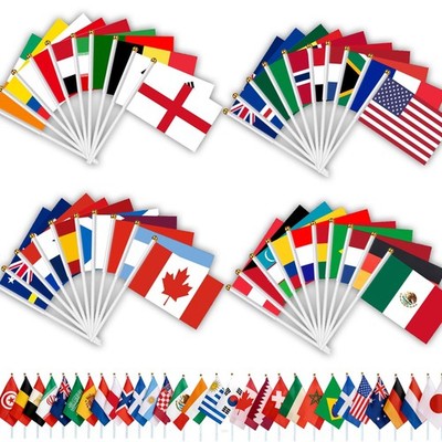 5.51 inches x 8.26 inches, World Cup Handheld Flags - Plastic Pole (48 pcs)