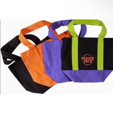 Trader Joe's Mini Halloween Canvas Tote Bag SHIPS NOW! Trick Or Treat Set Of 4
