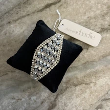 Charming Charlie Rhinestone Tennis Bracelet Silvertone Wedding Bling 