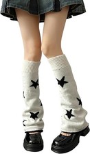 Girls Kawaii Leg Warmers Knitted Flared Leg Sleeves Goth Crochet Baggy Cuff