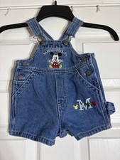 Vintage Disney Mickey Mouse Overall Shortalls 6-9 Months