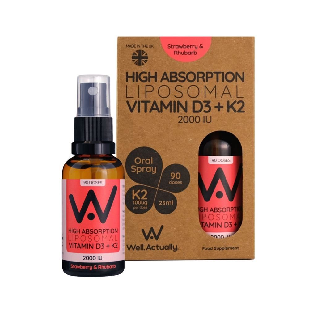 Well Actually Liposomal Vitamin D3+K2 2000Iu Strawberry & Rhubarb Spray - 25Ml - Image 3