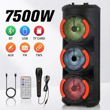 Bluetooth Speaker Karaoke Mic 3 6.5 Inch Woofers RGB Lights Portable PA System