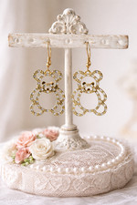 Set of 2 Teddy Bear Silhouette Earrings Sparkly Cute Dangle Statement Earrings