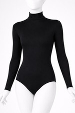 Capezio Girls' Big Team Basic Long Sleeve Turtleneck Leotard w/Snaps, Black, M