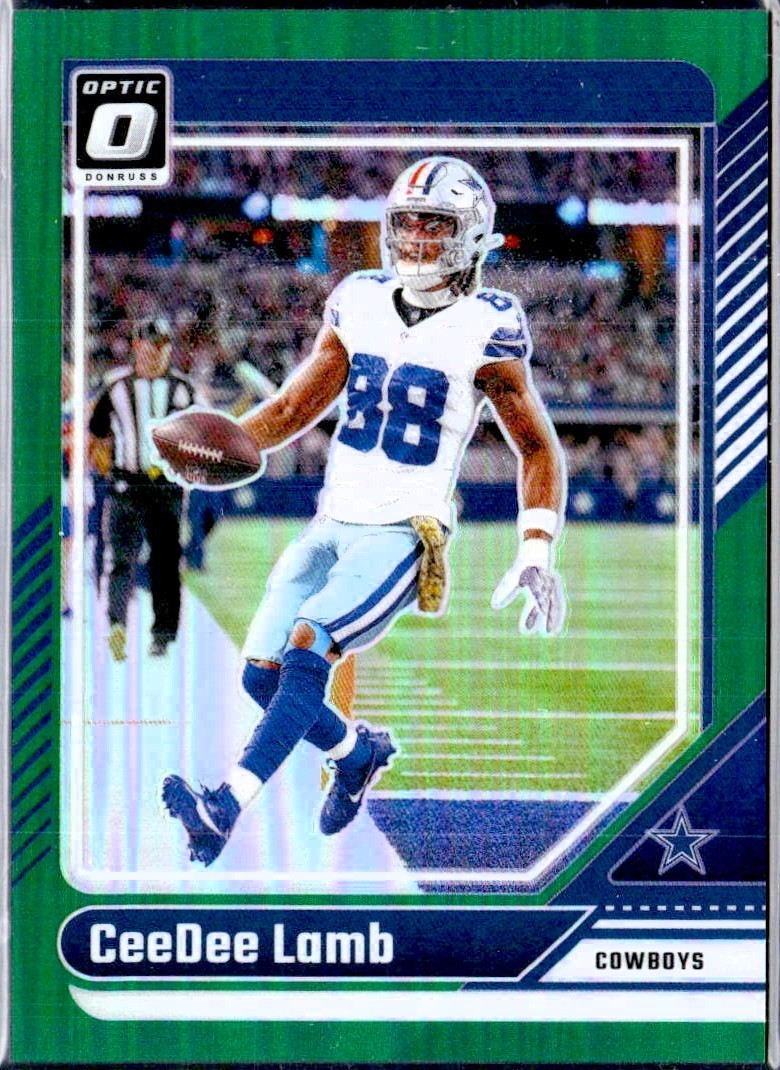 CEEDEE LAMB 2024 PANINI DONRUSS OPTIC FOOTBALL GREEN PRIZM SP 5/5 COWBOYS