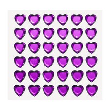 144 Pcs Heart Rhinestone 10mm Self Adhesive Gems Stickers Dark Purple
