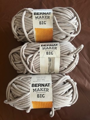 Three Skeins Gray Bernat Maker Big Yarn Jumbo Size 7 50% Cotton/50% Nylon 