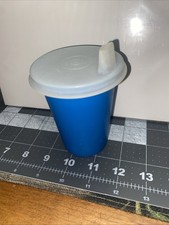 VTG Tupperware Blue Sippy Cup W/ Lid 109-34 Made In USA
