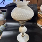 Vintage Colonial Style Hobnail Milk Glass 17 In Lamp Needs Electrified