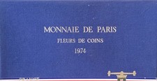 Coffret de 9 pièces françaises "fleurs de coins" de 1974