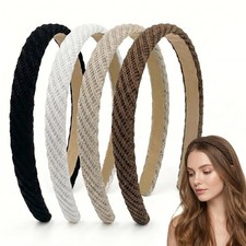 4 PCS Thin Knitted Headbands for Women, Non Slip Fashion Head Bands, Solid Color