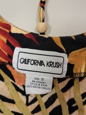 Vtg 90s California Krush Size L Button Front Maxi Dress Tropical Bead Accent