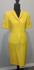 Emily 2 Piece Womens Yellow Suit 6P Petite Ladies Romania Skirt Jacket SKU1