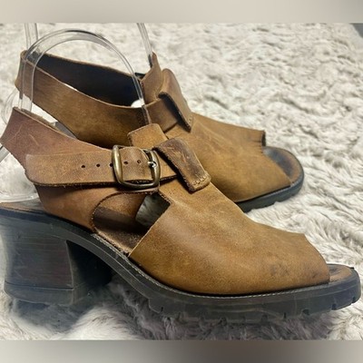 Made in Italy Distressed Leather Sandal Boot Western Boho Vintage Size 8