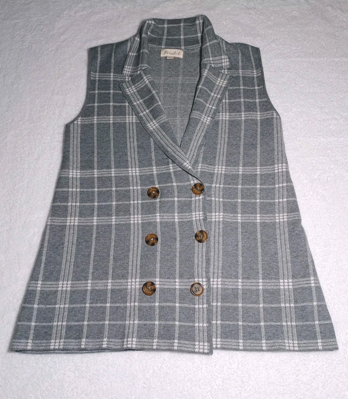 Marled Double Breasted Button Front Collared Plai… - image 1