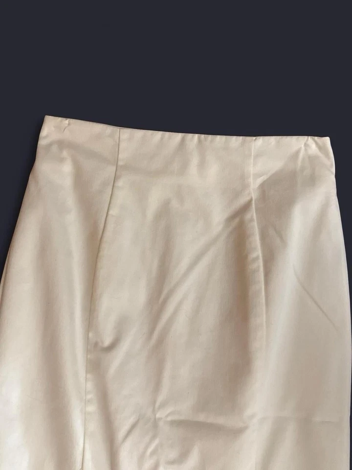 Y2K Worthington Crema Trabajo Sirena Hasta la Rodilla Lápiz Plisado Falda Preppy Elegante 6 Foto 3 de 4