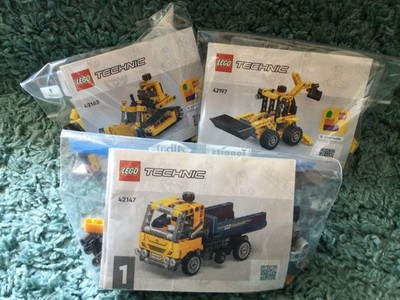 3x LEGO Technic 42163, 42147, 42197 Laster, Raupe, Bagger
