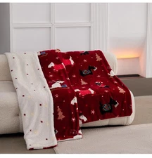 Super Soft Red Faux Rabbit Fur Twin Blanket 60x80 Couch Sofa Bed Plush