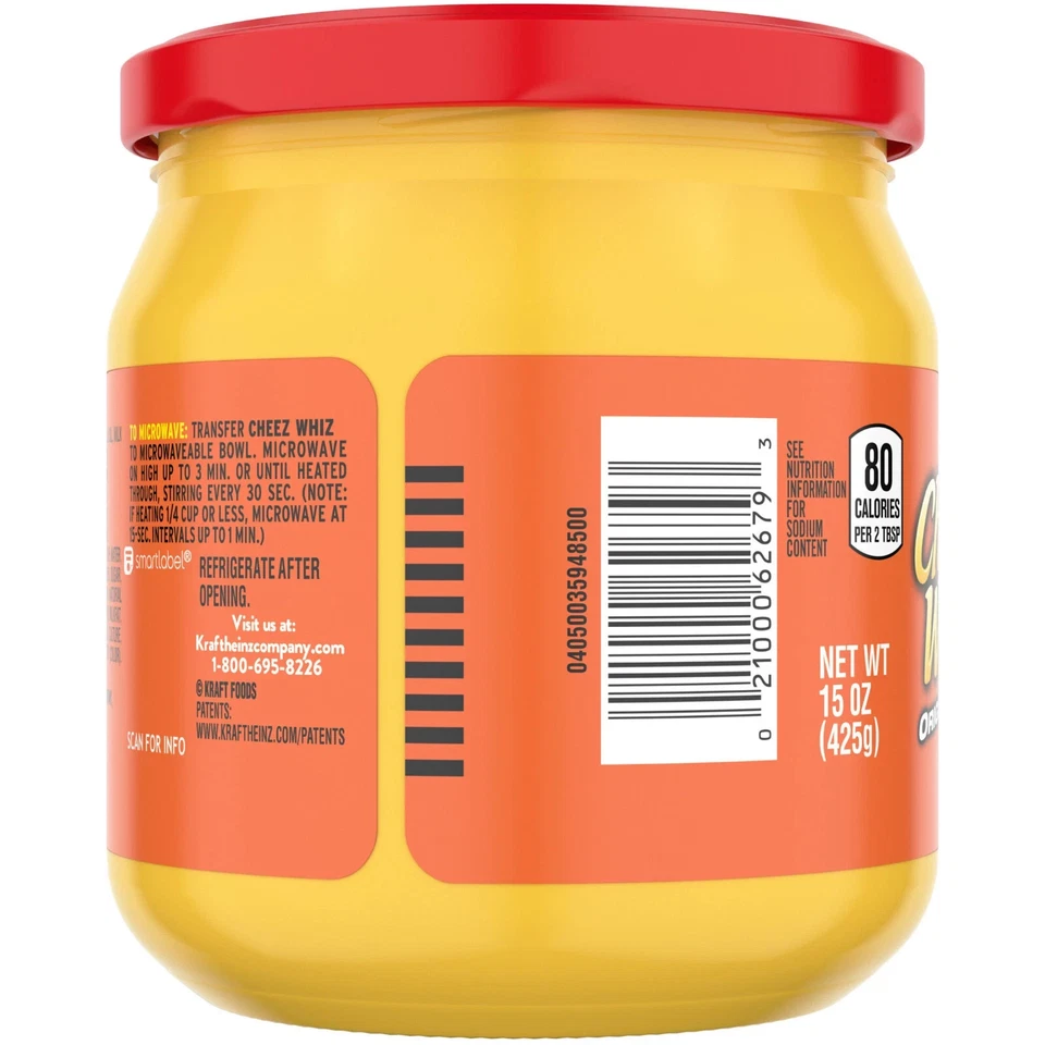 Cheez Whiz Original Cheese Dip, original flavor, 15 oz Jar - FREE SHIPPING - Image 4 of 4