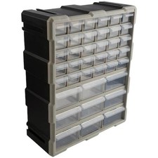 39-Drawer Plastic Small Parts Organizer Desktop or Wall Storage Drawers, Black