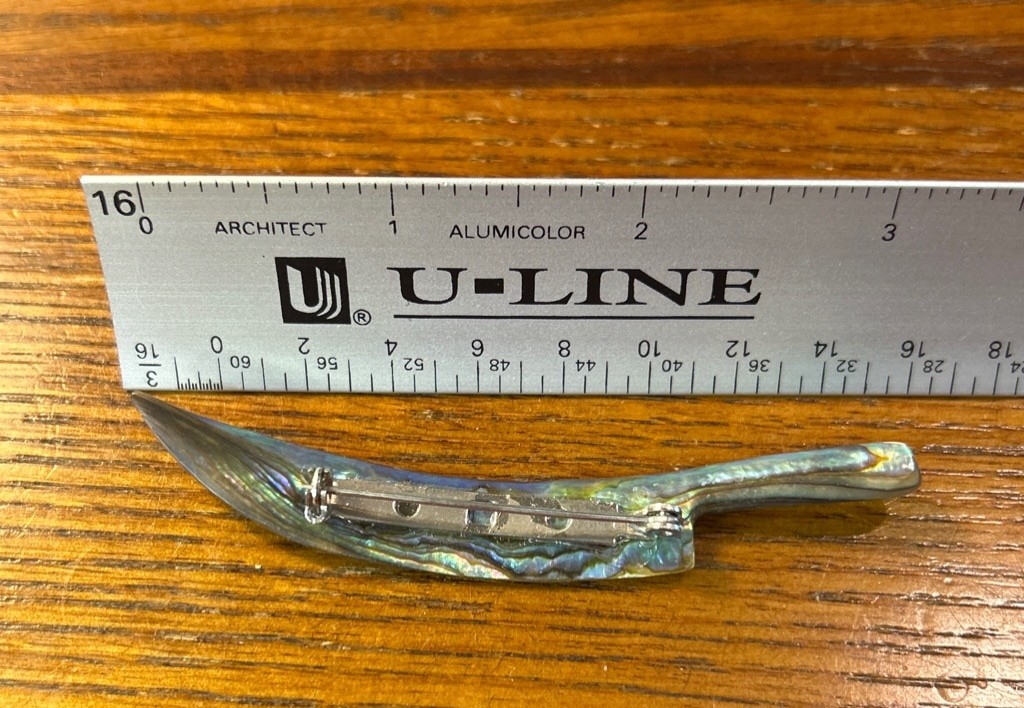 Unique Iridescent Abalone Shell Knife Brooch Pin … - image 4
