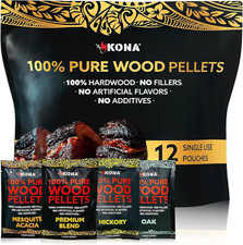 Kona Wood Pellets Intended for the Ninja Woodfire Grill, 12 Single-Use Pouches