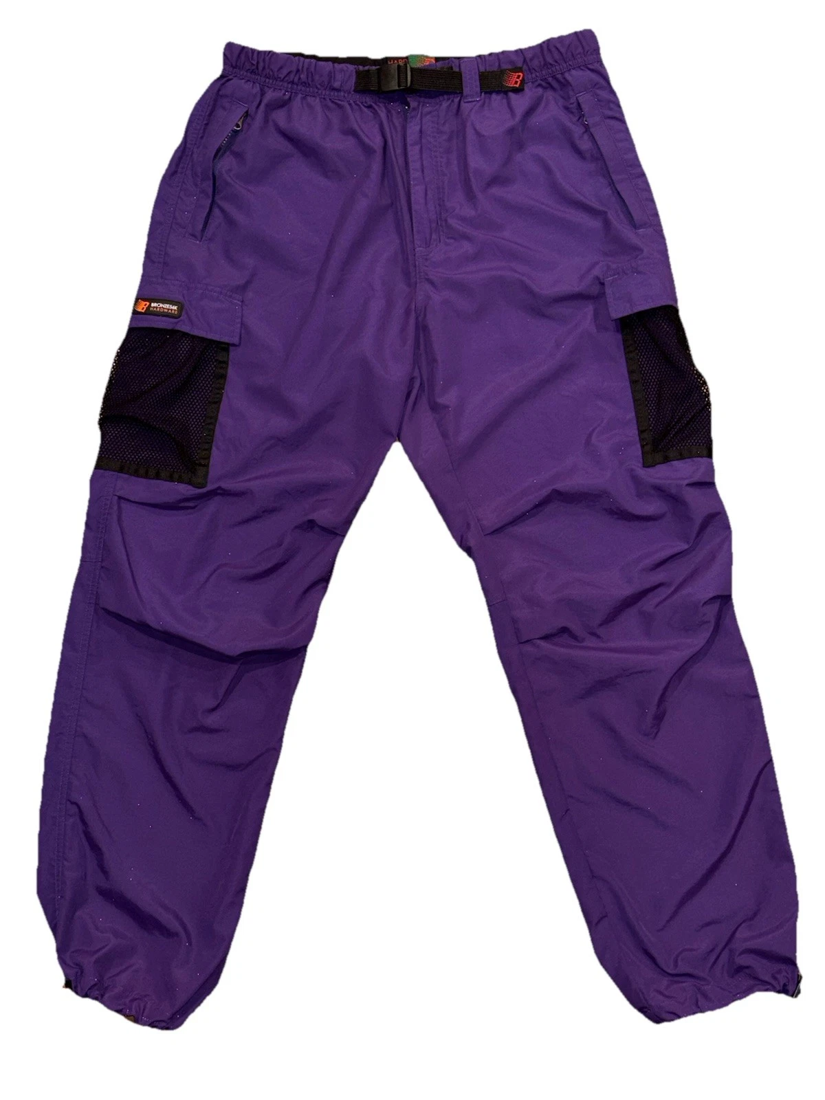Bronze 56K Baggy Windbreaker Cargo Track Pants Belted Men’s L Purple Skater EUC