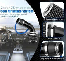 3" Car Cold Air Intake Filter Induction Kit Pipe Power Flow Hose System 76mm