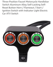 2x Motorcycle 7/8" 22mm Handlebar 3 Button Switch Headlight Hazard Fog Light