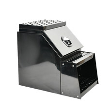 Alum Side Mount Semi Truck Tool Box 18x28x25 Inch W Saddle Steplockkey Black