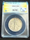 1942 S WALKING LIBERTY HALF DOLLAR ANACS AU 50 482