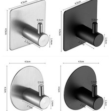 2-20Pcs Self Adhesive Hooks Towel Holder Wall Door Stainless Steel Coat Bathroom