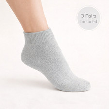 Diabetic Socks Women 3 Pack Gray Non Binding Quarter Cushioned Cotton 9-11