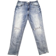 Vervet Blue Light Wash Distressed Straight Leg Jeans Women Size 30