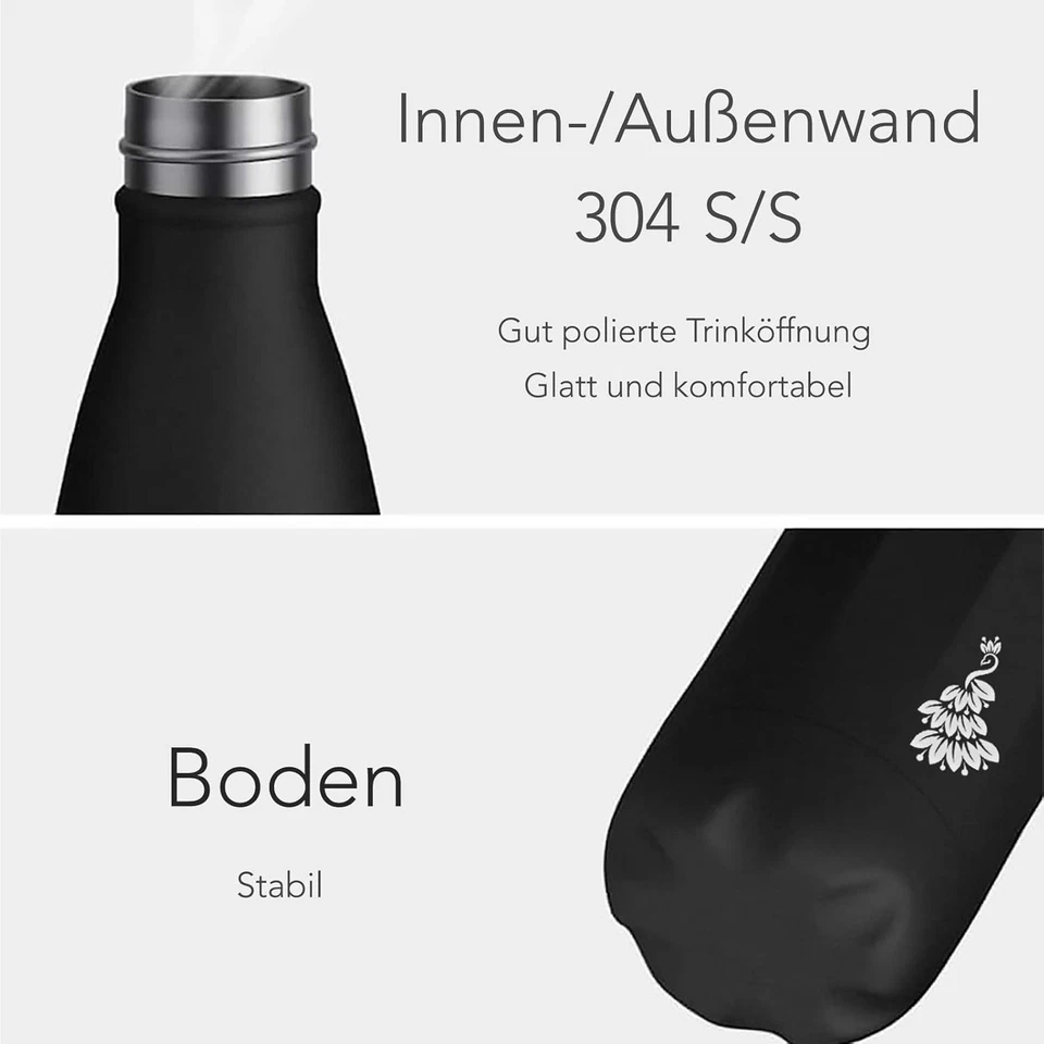 Lady Peacock Vacuum Insulated Thermos 500ml - Jazz Black - Image 4 of 4