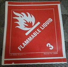 Vinyl Hazard Substance/Waste Flammable Liquid Label #3; Adhesive Sticker