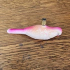 Vintage Christmas Ornament Figural Light Bulb Milk Glass Pink PARROT JAPAN Works