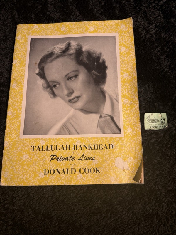 Tallulah Bankhead “Private Lives” Theatre Program (c.1948) + stub