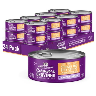 Savory Shreds Wet Cat Food - High-Moisture Formula with Cage-Free Chicken & Beef