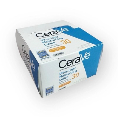 CeraVe Ultra-Light Moisturizing Lotion W/SPF 30 Travel Size 0.17oz (Box of 15)