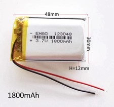 3.7V 1800mAh 123048 LiPo Rechargeable Battery - Main 48 ONLY - Same Day Shipping