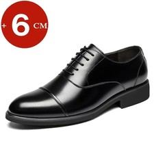 Men's Flat Heightening Dress Shoes Business Formal Leather Casual Walking Shoes