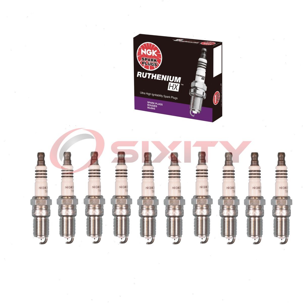 10 pcs NGK Ruthenium HX Spark Plugs for 1997-2002 Ford E-350 Econoline Club br
