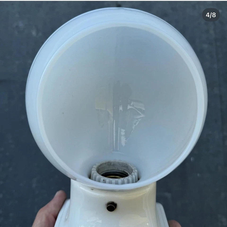 Lindo arandela de porcelana Art Deco-Banheiro, CÚPULA SOMBRA-RECONECTADO Excelente- - Imagem 4 de 4